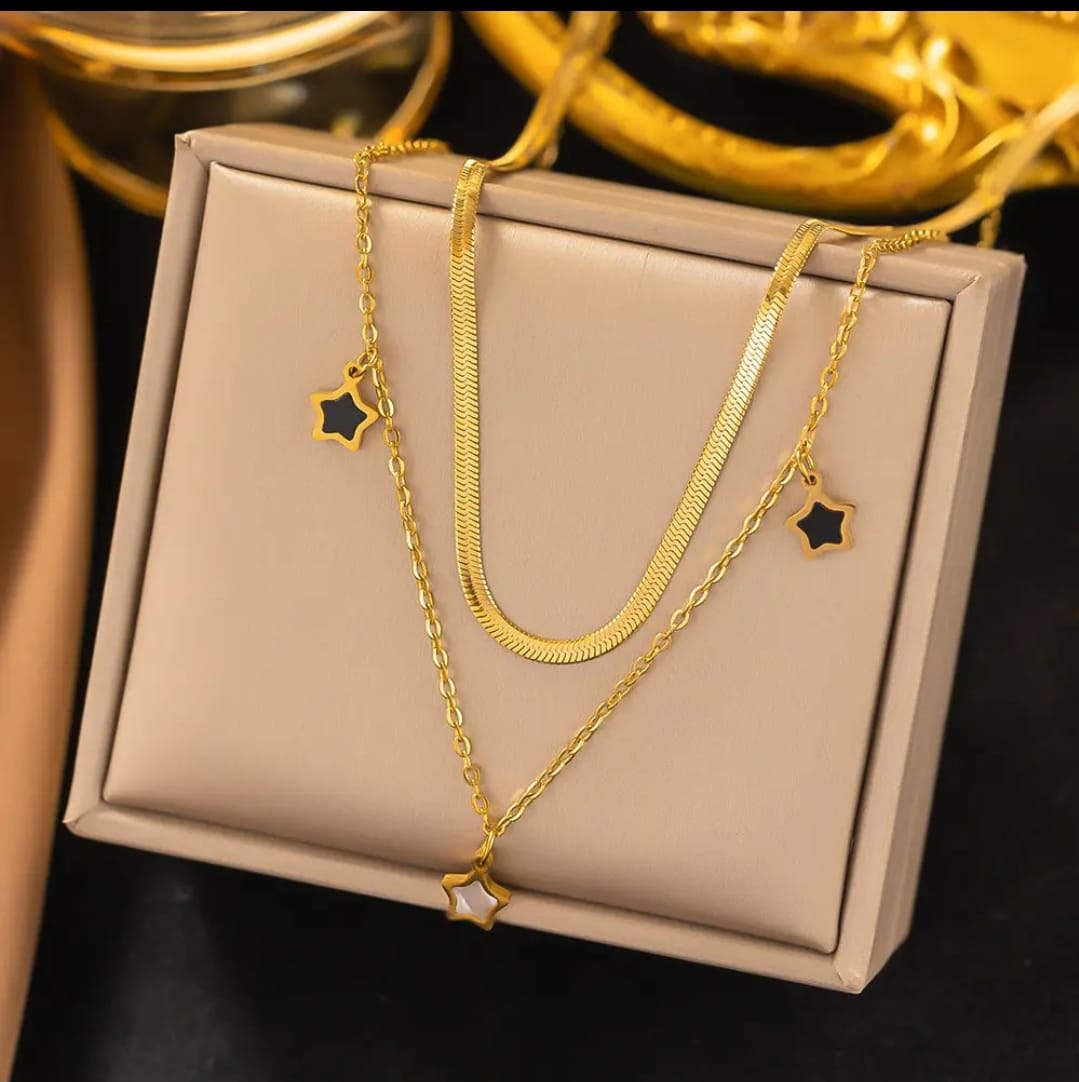Dual Layer Star Snake Chain Necklace