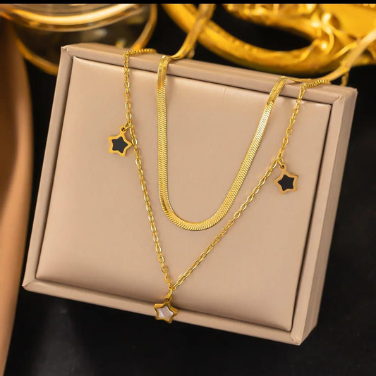 Dual Layer Star Snake Chain Necklace